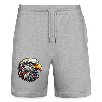 Eagle - Stanley/Stella Trainer Unisex Organic Jogging Shorts - heather grey - Front - Nik (191cm) & Marisol (170cm)