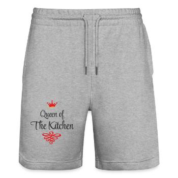 Lustige T-Shirts für Frauen die gern kochen - Stanley/Stella Unisex Bio Joggingshorts Trainer  - Grau meliert - Vorne - Nik (191cm) & Marisol (170cm)