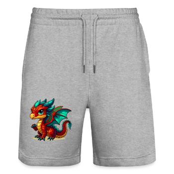 Drache - Stanley/Stella Unisex Bio Joggingshorts Trainer  - Grau meliert - Vorne - Nik (191cm) & Marisol (170cm)