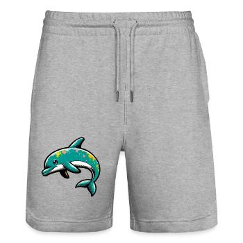 Delfin - Stanley/Stella Unisex Bio Joggingshorts Trainer  - Grau meliert - Vorne - Nik (191cm) & Marisol (170cm)