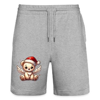Teddybär Engel-süßer Begleiter der Weihnachtszeit - Stanley/Stella Unisex Bio Joggingshorts Trainer  - Grau meliert - Vorne - Nik (191cm) & Marisol (170cm)