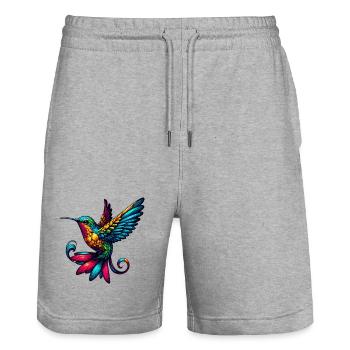 Colibri - Short de jogging bio TRAINER Stanley/Stella unisexe - gris chiné - Devant - Nik (191cm) & Marisol (170cm)