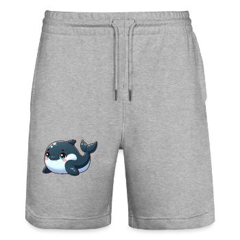 Schwertwal - Stanley/Stella Unisex Bio Joggingshorts Trainer  - Grau meliert - Vorne - Nik (191cm) & Marisol (170cm)