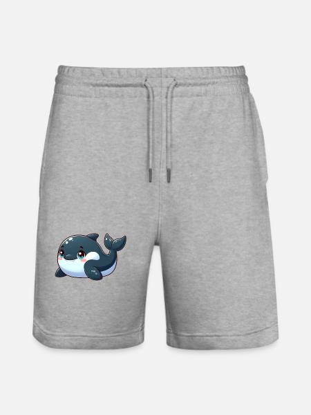 killer whale - Stanley/Stella Trainer Unisex Organic Jogging Shorts - heather grey