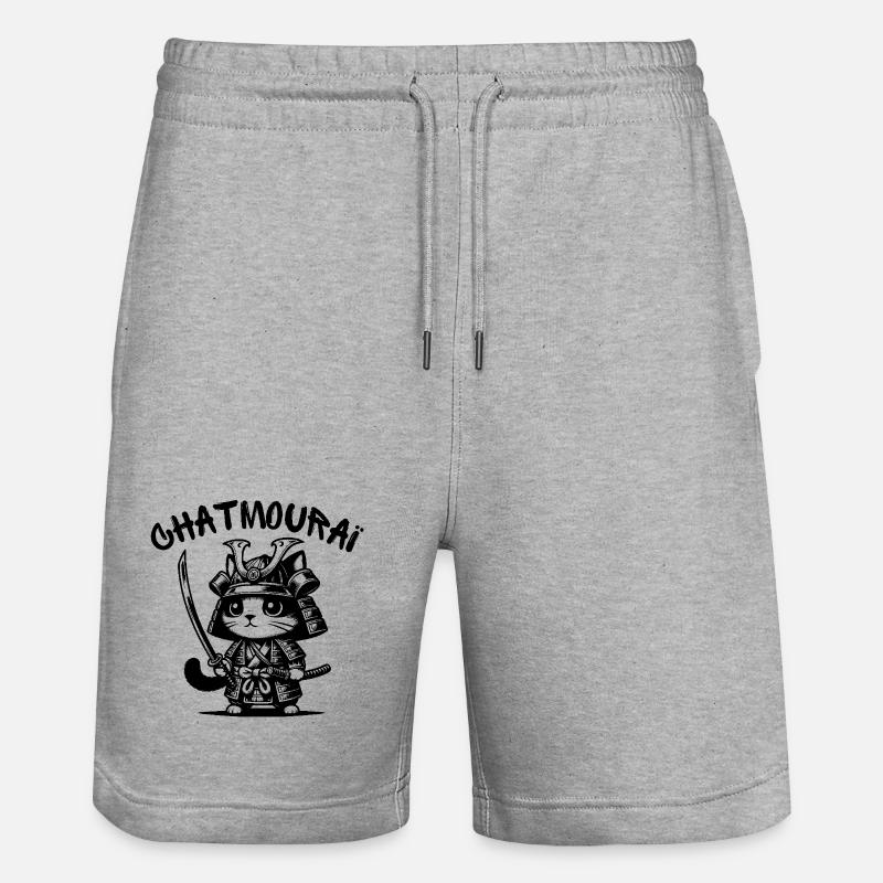 chat, chat mignon, chat doux - Short de jogging bio TRAINER Stanley/Stella unisexe - gris chiné