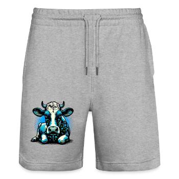 Vache - Short de jogging bio TRAINER Stanley/Stella unisexe - gris chiné - Devant - Nik (191cm) & Marisol (170cm)