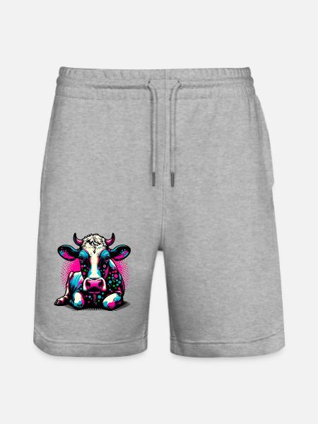 Cow - Stanley/Stella Trainer Unisex Organic Jogging Shorts - heather grey