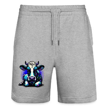 Vache - Short de jogging bio TRAINER Stanley/Stella unisexe - gris chiné - Devant - Nik (191cm) & Marisol (170cm)