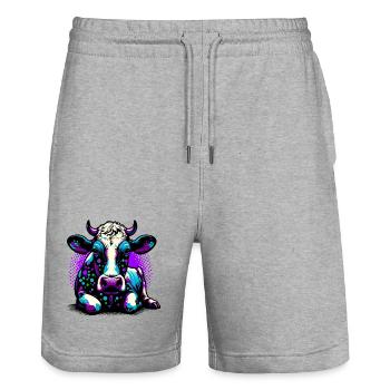 Vache - Short de jogging bio TRAINER Stanley/Stella unisexe - gris chiné - Devant - Nik (191cm) & Marisol (170cm)