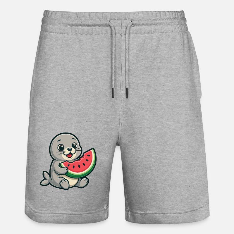 Melon de phoque Fruité d’été - Short de jogging bio TRAINER Stanley/Stella unisexe - gris chiné