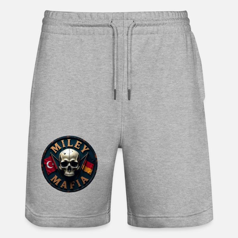 Crâne militaire avec drapeaux - Short de jogging bio TRAINER Stanley/Stella unisexe - gris chiné