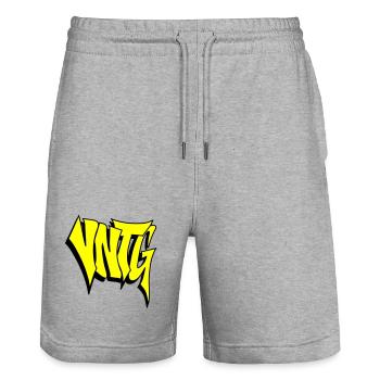 VNTG - Stanley/Stella Unisex Bio Joggingshorts Trainer  - Grau meliert - Vorne - Nik (191cm) & Marisol (170cm)