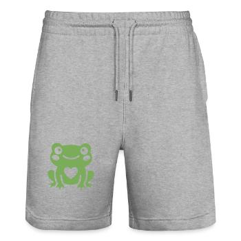 Charming Heart Faced Frog  - Stanley/Stella Trainer Unisex Organic Jogging Shorts - heather grey - Front - Nik (191cm) & Marisol (170cm)