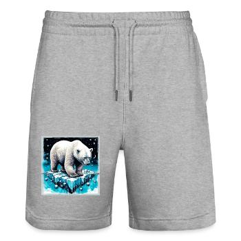 Eisbär - Stanley/Stella Unisex Bio Joggingshorts Trainer  - Grau meliert - Vorne - Nik (191cm) & Marisol (170cm)
