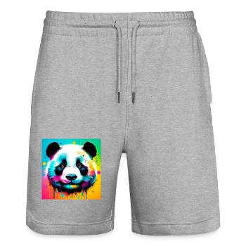 panda - Short de jogging bio TRAINER Stanley/Stella unisexe - gris chiné - Devant - Nik (191cm) & Marisol (170cm)