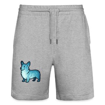 Soul Animal and Guardian Being: Corgie - Stanley/Stella Trainer Unisex Organic Jogging Shorts - heather grey - Front - Nik (191cm) & Marisol (170cm)