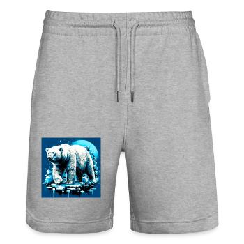 Eisbär - Stanley/Stella Unisex Bio Joggingshorts Trainer  - Grau meliert - Vorne - Nik (191cm) & Marisol (170cm)