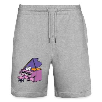 Piano Grand Piano - Stanley/Stella Trainer Unisex Organic Jogging Shorts - heather grey - Front - Nik (191cm) & Marisol (170cm)