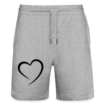 Cœur - Short de jogging bio TRAINER Stanley/Stella unisexe - gris chiné - Devant - Nik (191cm) & Marisol (170cm)
