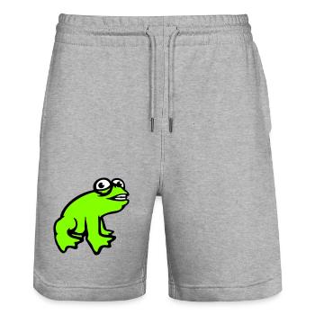 Frog grins cool funny comic crazy toad - Stanley/Stella Trainer Unisex Organic Jogging Shorts - heather grey - Front - Nik (191cm) & Marisol (170cm)