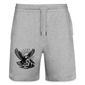 Eagle in nature - Stanley/Stella Trainer Unisex Organic Jogging Shorts - heather grey - Front - Nik (191cm) & Marisol (170cm)