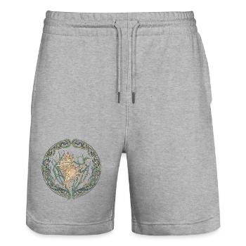 Celtic circle of the shell spiral - Stanley/Stella Trainer Unisex Organic Jogging Shorts - heather grey - Front - Nik (191cm) & Marisol (170cm)