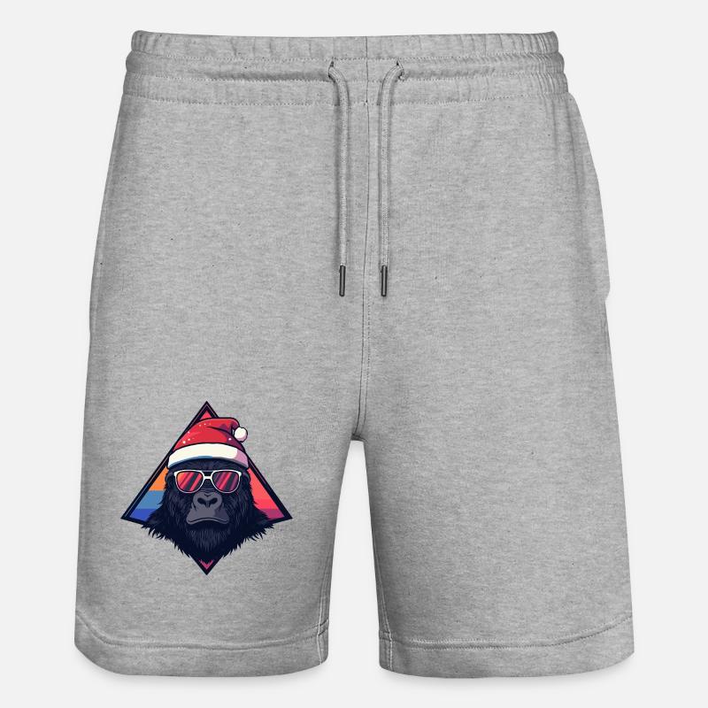 Gorille Santa Triangle Néon - Short de jogging bio TRAINER Stanley/Stella unisexe - gris chiné