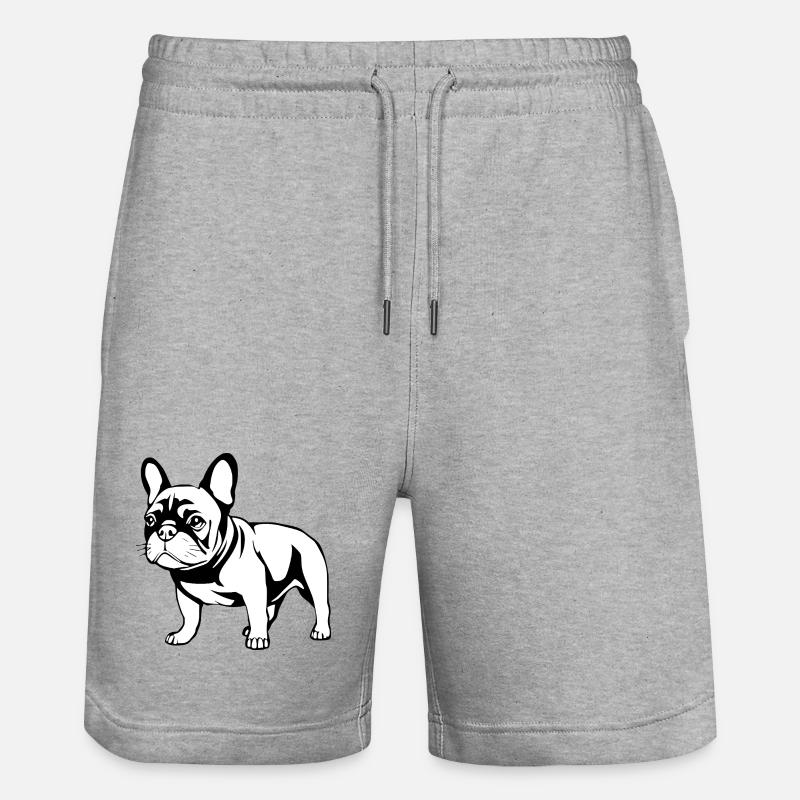 Bouledogue français noir et blanc - Short de jogging bio TRAINER Stanley/Stella unisexe - gris chiné