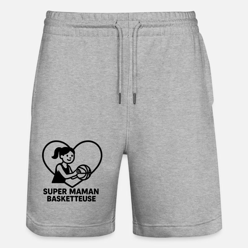 Super maman coiffeuse – Cœur coiffure - Short de jogging bio TRAINER Stanley/Stella unisexe - gris chiné
