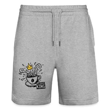 Grind or Die: coffee king krone graffiti kaffee - Stanley/Stella Unisex Bio Joggingshorts Trainer  - Grau meliert - Vorne - Nik (191cm) & Marisol (170cm)