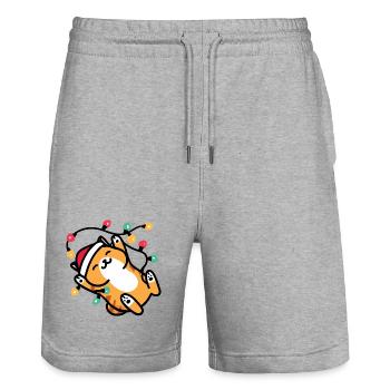 Kawaii Cat Fairy Lights Christmas - Stanley/Stella Trainer Unisex Organic Jogging Shorts - heather grey - Front - Nik (191cm) & Marisol (170cm)