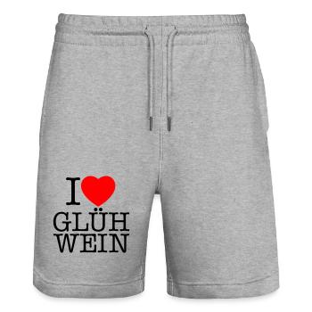 J’adore Noël au vin chaud - Short de jogging bio TRAINER Stanley/Stella unisexe - gris chiné - Devant - Nik (191cm) & Marisol (170cm)