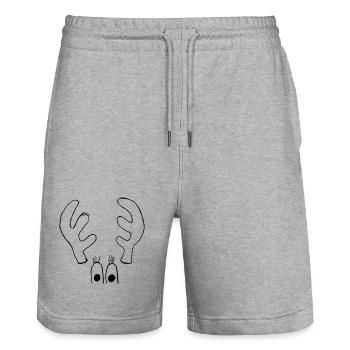 Moose with big eyes - Stanley/Stella Trainer Unisex Organic Jogging Shorts - heather grey - Front - Nik (191cm) & Marisol (170cm)