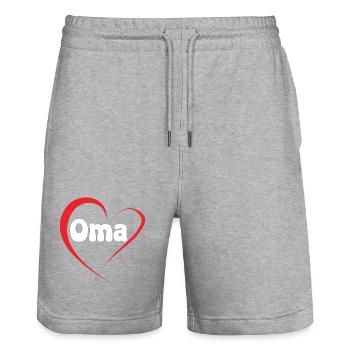 Grand-mère Amour du Cœur - Short de jogging bio TRAINER Stanley/Stella unisexe - gris chiné - Devant - Nik (191cm) & Marisol (170cm)