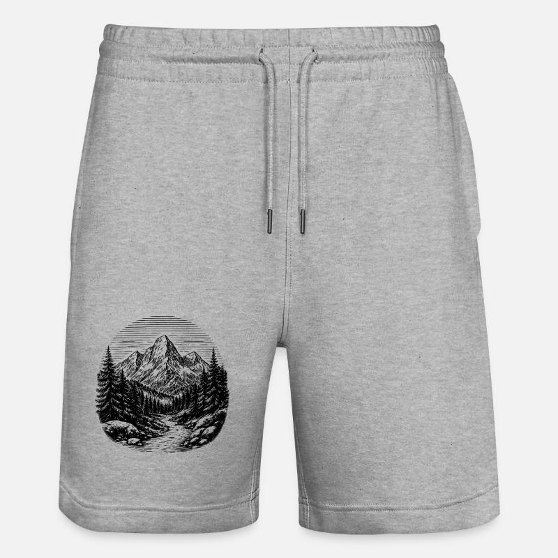 Chemin à travers la forêt - Short de jogging bio TRAINER Stanley/Stella unisexe - gris chiné