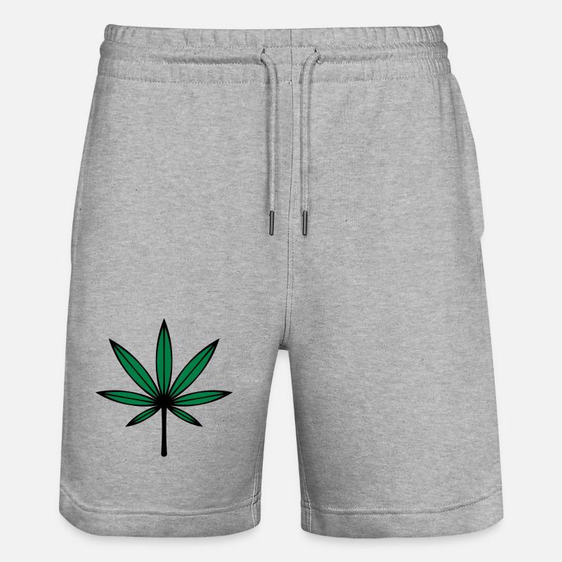 Cannabis / Marijuana / Feuille de chanvre (2C) - Short de jogging bio TRAINER Stanley/Stella unisexe - gris chiné