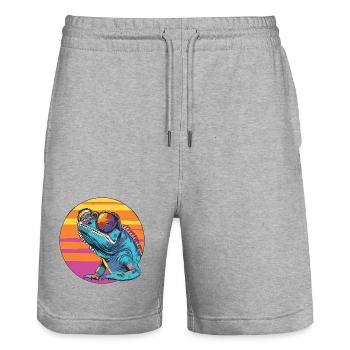Caméléon avec des lunettes de soleil - Short de jogging bio TRAINER Stanley/Stella unisexe - gris chiné - Devant - Nik (191cm) & Marisol (170cm)