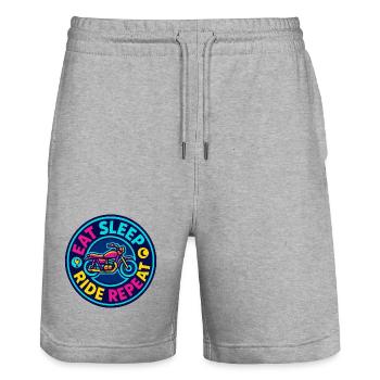 Eat Sleep Ride Repeat - Moto - Biker - Short de jogging bio TRAINER Stanley/Stella unisexe - gris chiné - Devant - Nik (191cm) & Marisol (170cm)