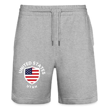 Bouclier des États-Unis de l’Utah - Short de jogging bio TRAINER Stanley/Stella unisexe - gris chiné - Devant - Nik (191cm) & Marisol (170cm)