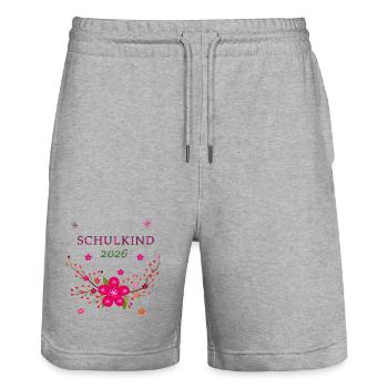 Écolier 2026 - Short de jogging bio TRAINER Stanley/Stella unisexe - gris chiné - Devant - Nik (191cm) & Marisol (170cm)