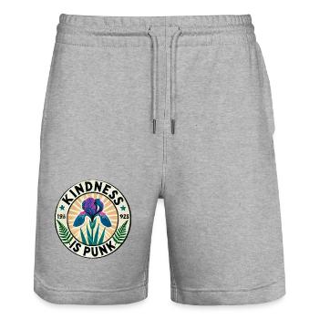 Kindness Is Punk Iris Patch - Stanley/Stella Trainer Unisex Organic Jogging Shorts - heather grey - Front - Nik (191cm) & Marisol (170cm)