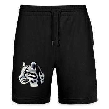 Clouded leopard - Stanley/Stella Trainer Unisex Organic Jogging Shorts - black - Front - Nik (191cm) & Marisol (170cm)