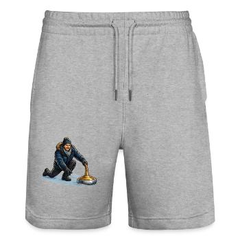 Winter Curling Power - Stanley/Stella Trainer Unisex Organic Jogging Shorts - heather grey - Front - Nik (191cm) & Marisol (170cm)