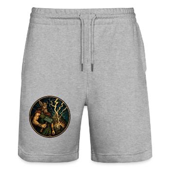 Thor mit Hammer - Stanley/Stella Unisex Bio Joggingshorts Trainer  - Grau meliert - Vorne - Nik (191cm) & Marisol (170cm)