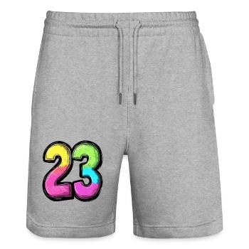 23 Nombre Coloré - Short de jogging bio TRAINER Stanley/Stella unisexe - gris chiné - Devant - Nik (191cm) & Marisol (170cm)