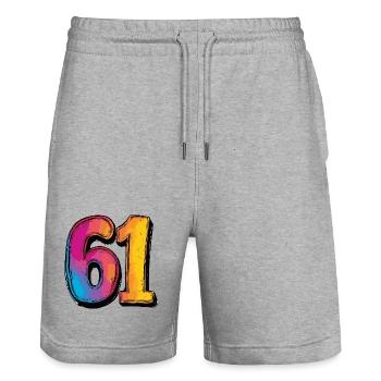 61 Numéro Coloré - Short de jogging bio TRAINER Stanley/Stella unisexe - gris chiné - Devant - Nik (191cm) & Marisol (170cm)