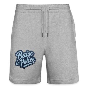 Baise la Police »Patch« Patch | ACAB - Stanley/Stella Unisex Bio Joggingshorts Trainer  - Grau meliert - Vorne - Nik (191cm) & Marisol (170cm)
