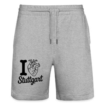 I love Stuttgart - Stanley/Stella Trainer Unisex Organic Jogging Shorts - heather grey - Front - Nik (191cm) & Marisol (170cm)
