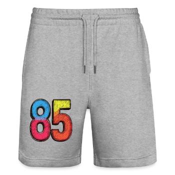 85 Nombre Coloré - Short de jogging bio TRAINER Stanley/Stella unisexe - gris chiné - Devant - Nik (191cm) & Marisol (170cm)