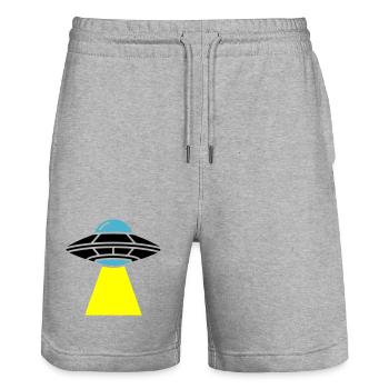 UFO Alien Spaceship Light - Stanley/Stella Trainer Unisex Organic Jogging Shorts - heather grey - Front - Nik (191cm) & Marisol (170cm)